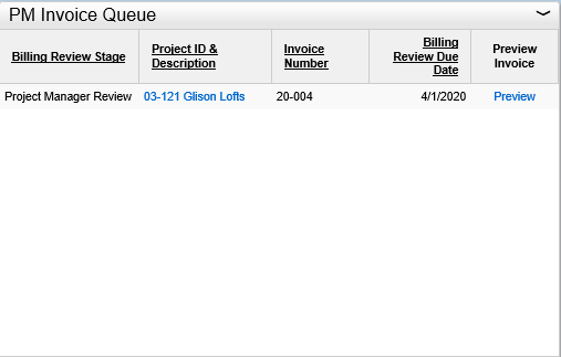 Ajera PM Invoice Queue